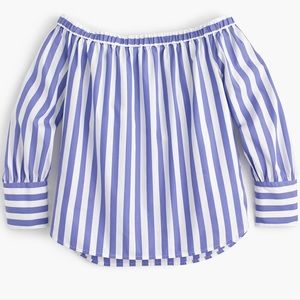 NWT J.Crew x Thomas Mason Off-Shoulder stripe blouse